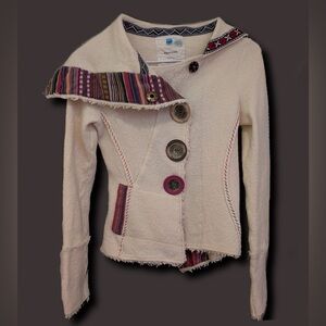 Anthropologie sparrow cream white Merino wool jacket sweater Small